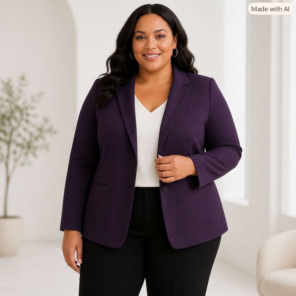 Lane Bryant Dark Purple Blazer | Size 24W | Classic Notch Lapel | EUC